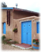 An adobe house in Santa Fe, New Mexico.